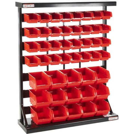 Holzmann – Étagère de rangement 47 bacs en plastique – Bacs amovibles – Dimensions 940 x 280 x 1150 mm – Tôle métallique avec peinture électrostatique