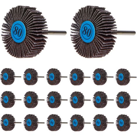 Lot de 20 meules à tête rabattable à tête rabattable et de polissage, meule à papier de verre grain 80, meuleuse de meulage pour outils rotatifs Dremel (1/5)
