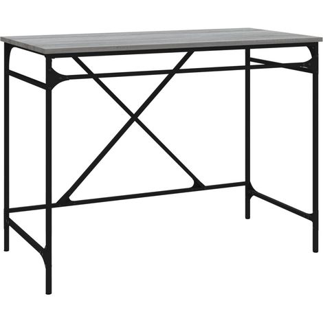 Bureau table poste de travail meuble d'ordinateur informatique étude sonoma 100 x 50 x 75 cm bois d'ingénierie et fer gris
