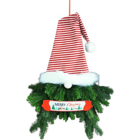 Couronne de Noël Nain avec Aiguilles de Pin pour Décoration de Porte d'Entrée Style Campagnard, Idéal pour Porche de Ferme Intérieur et Extérieur (1/5)