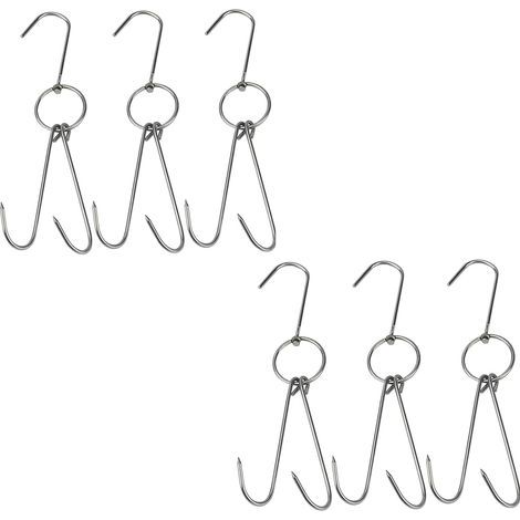 Lot de 6 moules à rôtir doubles en acier inoxydable de 24 cm (9,4 pouces) pour la cuisson au four, utilisables comme support pour grilles, cintres pour vêtements et sacs. (1/4)