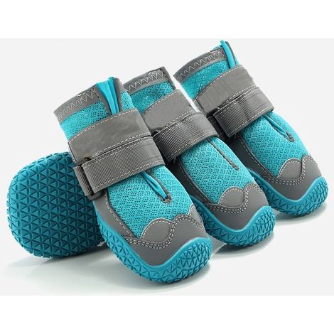 paires de bottes pour chien, respirantes et antidérapantes, avec bandes réfléchissantes pour la neige et les promenades, bleues, largeur intérieure 4 cm (1/5)