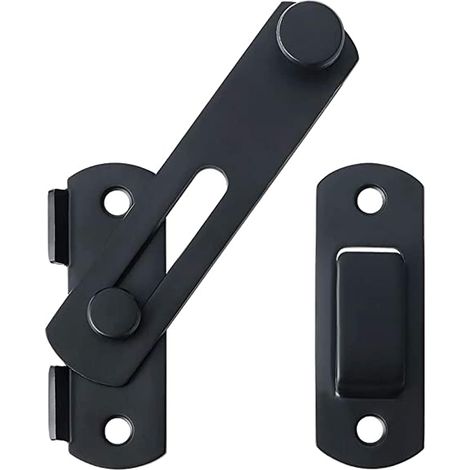 Door bolt, high-quality stainless steel door bolt, suitable for sliding doors and windows. For barns, homes and outdoor use (black). (1/5)