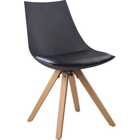 Esszimmerstuhl Gusto Schwarz Küchenstuhl aus Holz mit Sitzschale + Sitzkissen aus Kunstleder 8 Stück (1/5)