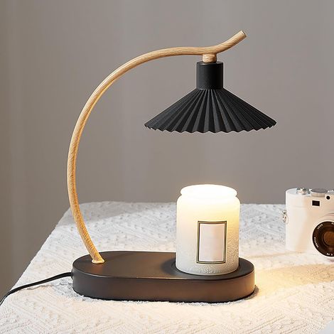 Chauffe-Bougie avec Minuteur - Chauffe-Cire éLectrique sans Flamme, LumièRe Variable pour Bougies ParfuméEs, Design éLéGant avec Jupe PlisséE (1/5)