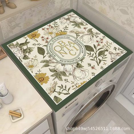 Diatomit-Staubschutzhaube für Waschmaschine - Saugfähige und wasserdichte Schutzmatte für Kühlschrank, Nachttisch und Mikrowelle - Modell Geheimer Garten 60x60 cm-lsw