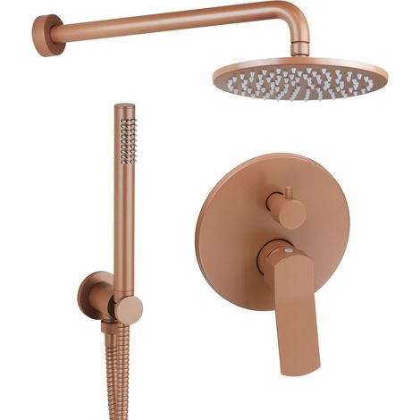 Kit doccia completo rosa metallizzato con miscelatore doccia incasso a 2 vie Pollini Kora Color C47781264A3  Rosa Metallizzato (1/5)