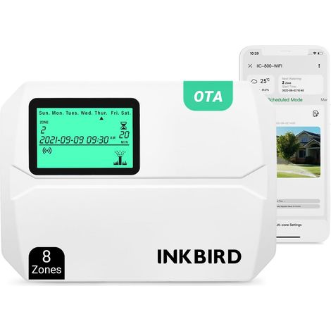 WiFi Connected Watering Programmer, 8 Ways, APP Control Rain Delay, Seasonal Adjustment, Manual Mode, Memory Function, Automatic Watering Timer for Garden, Lawn Yard (1/5)
