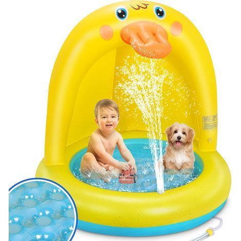 Aufblasbarer Pool mit Wasserspielplatz, Wasserspiele im Freien für Kinder, aufblasbarer Pool mit PVC-Überdachung und extra weichem Blasenboden für Kinder im Alter von 3–6 Jahren (Jungen und Mädchen) (1/5)