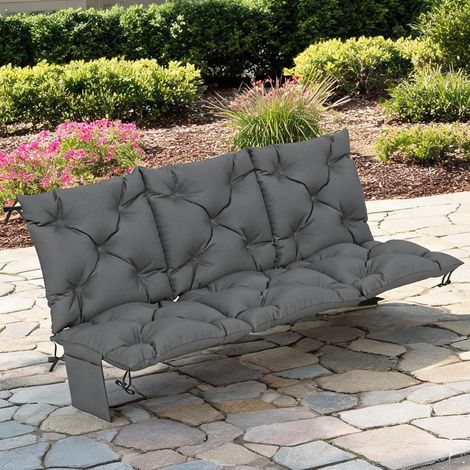 Coussin de banc d'extérieur 3 places avec attaches 150 x 100 cm (1/5)