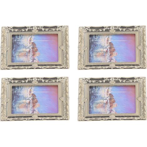 Ensemble de 4 cadres miniatures pour maison de poupée à l'échelle 1:12, imitant des peintures à l'huile, pour la décoration intérieure, cadres miniatures pour photos de maison de poupée de type 1. (1/5)
