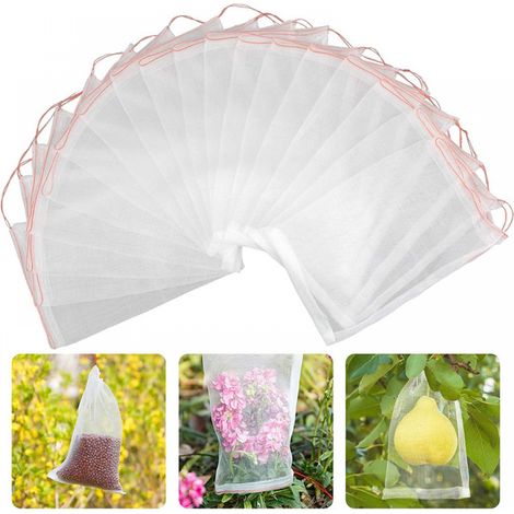 50Pcs Fruits Sac De Protection Jardin Maille Sac GuêPe Protection Organza Sac Avec Cordon De Serrage Pour ProtéGer Contre Le Vinaigre De Cerise Mouche GuêPe Nourrir Les Oiseaux Insectes 25X15cm
