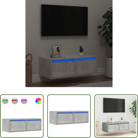 LED-Leuchten - TV-Schrank mit LED-Leuchten Betongrau 75x35,5x25 cm (1/5)