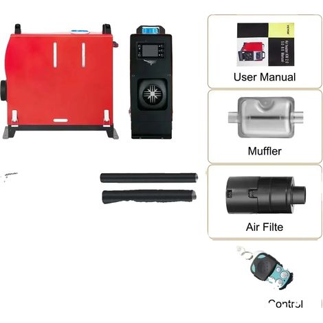 Calefactor estacionario, diésel de 5 kW, mando a distancia, interruptor LCD de 8 kW. (1/2)