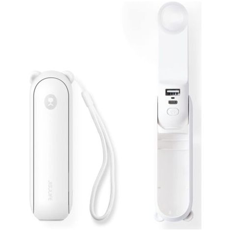 Pair - Mini portatif ventilateur à main 3 en 1, rechargeable, ventilateur à piles avec batterie externe-blanc (1/5)