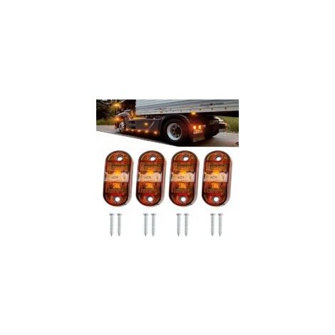 Adatto per un set di 4 luci di posizione laterali a LED impermeabili, applicabili a rimorchi, furgoni, camper, camion e barche, 12V/24V (gialle).