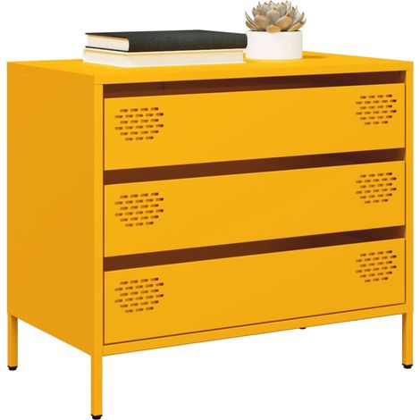 Sideboard Senfgelb 68x39x58,5 cm Kaltgewalzter Stahl