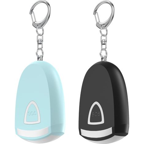 Alarme personnelle rechargeable pour femme - Porte-clés de sécurité, sirène 130 dB, pour étudiantes, joggeuses, noir et bleu (1/5)