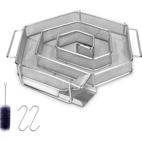 Générateur de fumée froide en acier inoxydable - 21 x 18 x 5 cm - Forme spirale - Générateur de fumée froide Sparbrand pour four à fumage - Fumoir à fumée froide (1/4)