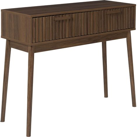 Console 2 tiroirs effet bois foncé SAULK (1/5)