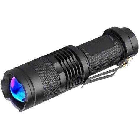Lampe torche UV 365 nm, lumière noire LED ultraviolette, zoomable pour la détection de billets de banque, la vérification de documents, la chasse, l'étude des scorpions, l'exploration des peintures ru (1/5)