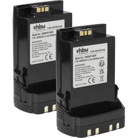 vhbw 2x Akku Ersatz für Motorola PMMN4403, PMNN4486, PMNN4486A, NNTN8921C, NTN7034 für Funkgerät, Walkie Talkie (2500 mAh, 7,4 V, Li-Ion)