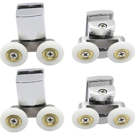 Lot de 2 rouleaux de porte de douche en alliage de zinc massif de 23 mm de diamètre, roues doubles pour porte de douche, cabine de douche, pièces de rechange pour porte de douche (1/5)