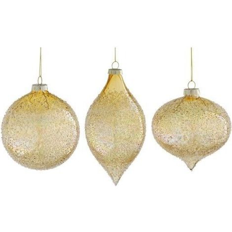 Boules de Noël en verre doré 10 cm