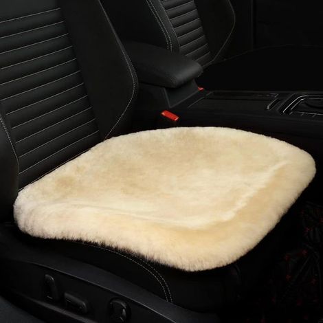 BelleRise - Coussin/Housse de siège auto haut de gamme en peau de mouton – Protection confortable pour siège conducteur (Perle) (1/5)