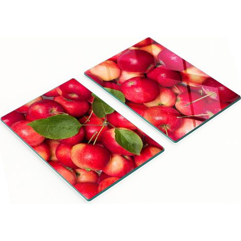Küchenschneidebretter aus Glas mit rotem Apfelmotiv, 2 x 40 x 52 cm (1/5)