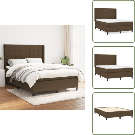 Letto con materasso a molle insacchettate - vidaXL Giroletto a Molle con Materasso Marrone Scuro 140x190cm Tessuto - Letto con materasso morbido