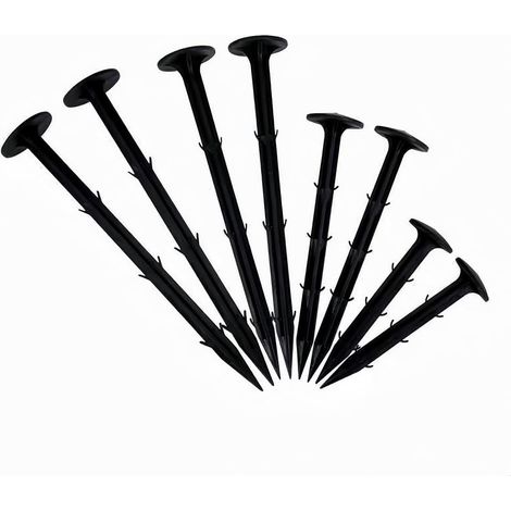 Piquets de fixation pour géotextile, 50 pièces, anti-désherbage stable (lézard), polypropylène inoxydable, clous de sol noirs 20 cm, accessoires de jardinage pour potager et extérieur. (1/5)
