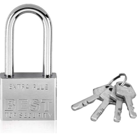 Cadenas de sécurité, Cadenas à clé Cadenas à Anse Longue 40 mm pour Casier de Gym Abri de Jardin Garage Clôture (1/5)