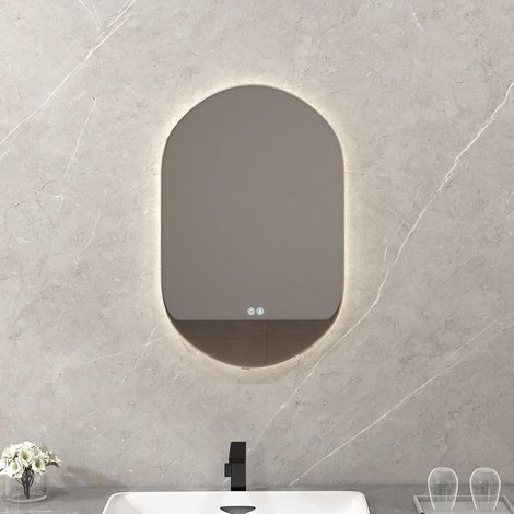 Goplus – Miroir lumineux de salle de bain ovale 80x50cm – Éclairage LED réglable 3000K/4500K/6000K – Fonction anti-buée – Installation facile (1/5)