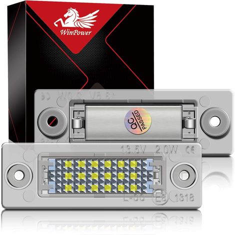 LED Éclairage plaque immatriculation Ampoules 6000K Blanc Feux arrière Compatible avec Passat B5.5/B6 Caddy MK3 Golf5 plus Jetta/Syncro MK5 Transporter T5 Touran1 Superb1 3U B5 etc., 2Pcs (1/5)