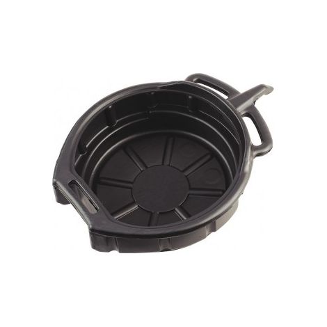 Bandeja recogedora de aceite de 16 litros. Ideal para cambio de aceite en coches y motos. Robusta, práctica y fácil de limpiar para talleres y garajes.