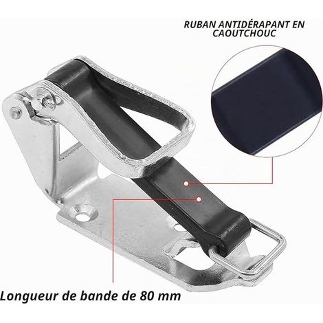 supports de pelle, verrouillage à tension de 80 mm avec élastique, support de balai, support de pelle pour barres de toit, support de hache, roulement de verrouillage pour remorques (1/2)