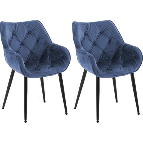 2er Set Stuhl Tanna Samt blau
