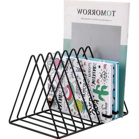 Étagère de rangement triangulaire de bureau, style bibliothèque, porte-revues/journaux en cuivre, noir (1 pièce) (1/5)