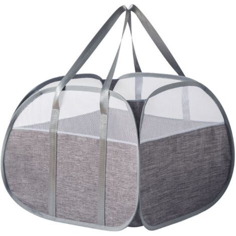 90 L Grand Panier à Linge Pop Up, Panier à Linge Pliable en Maille, Grand Panier à Linge Pop Up Panier à Linge Pliable avec Deux Poignées en Bandoulière con Chambre et Salle de Bain (gris) (1/3)