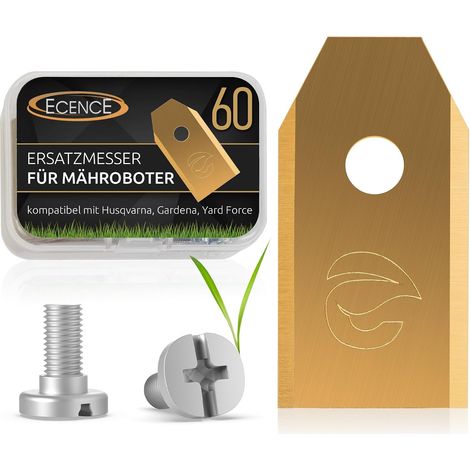 60 Lames Robot Tondeuse, Revêtement Titane, Acier Inoxydable, Vis Incluses, Pour Husqvarna, Gardena (1/5)