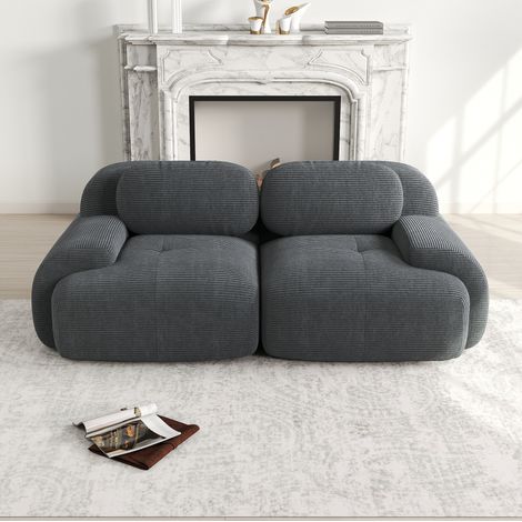 Sofá salón modular de corduroy gris cómodo y versátil OKMYHOME (1/5)