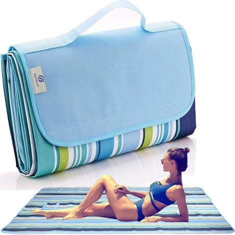 Couverture de pique-nique extra-large 145 x 200 cm – Légère, portable, résistante au sable et imperméable convient pour une utilisation en intérieur comme en extérieur. (1/5)