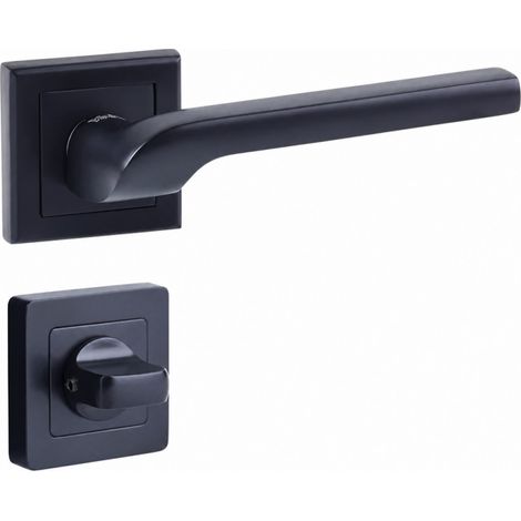 Türgriff quadratisch 7, schwarz, YALE Siena, Knopfschloss (1/4)