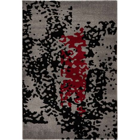 Tapis Tissé Imprimé "Naila" Noir & Rouge 80 x 150 cm (1/5)
