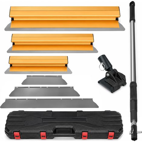 Kit de Lames à Enduire 30/50/80 cm Trois Lames Inox avec Inserts de Rechange, Manche Télescopique et Mallette pour Murs, Plafonds, Plâtre et Enduit (1/5)