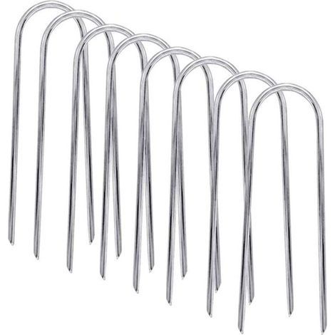 Bodenanker – U-förmiger Pfahl – verzinkter Stahl – 6 mm Durchmesser – 15 cm Länge – Für Trampoline, Zelte, Fußballtore, Outdoor-Konstruktionen – 8er-Pack (1/5)