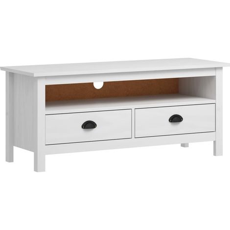 Mobile Porta TV Hill Bianco 110x40x47 cm in Legno di Pino vidaXL (1/5)