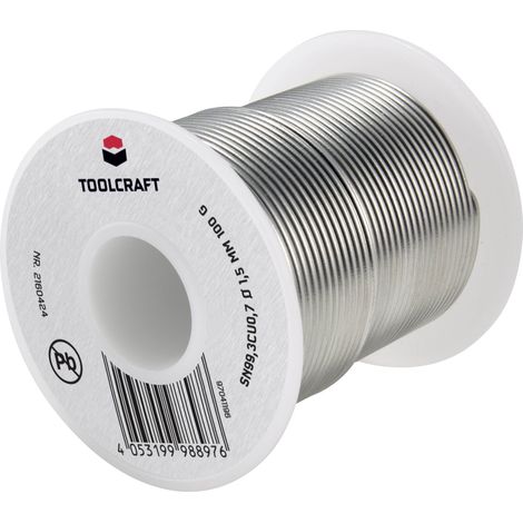 Étain à souder sans plomb TOOLCRAFT bobine Sn99,3Cu0,7 ROL1 100 g 1.5 mm Q871512 (1/3)