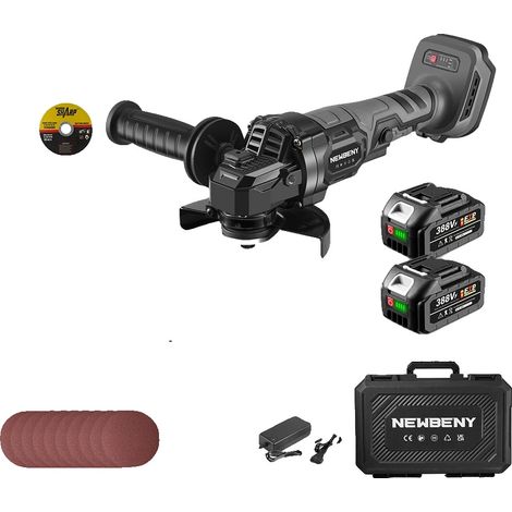 Meuleuse d'angle, moteur sans balais, contrôle de vitesse variable, 2xBatterie-Prise EU (1/2)